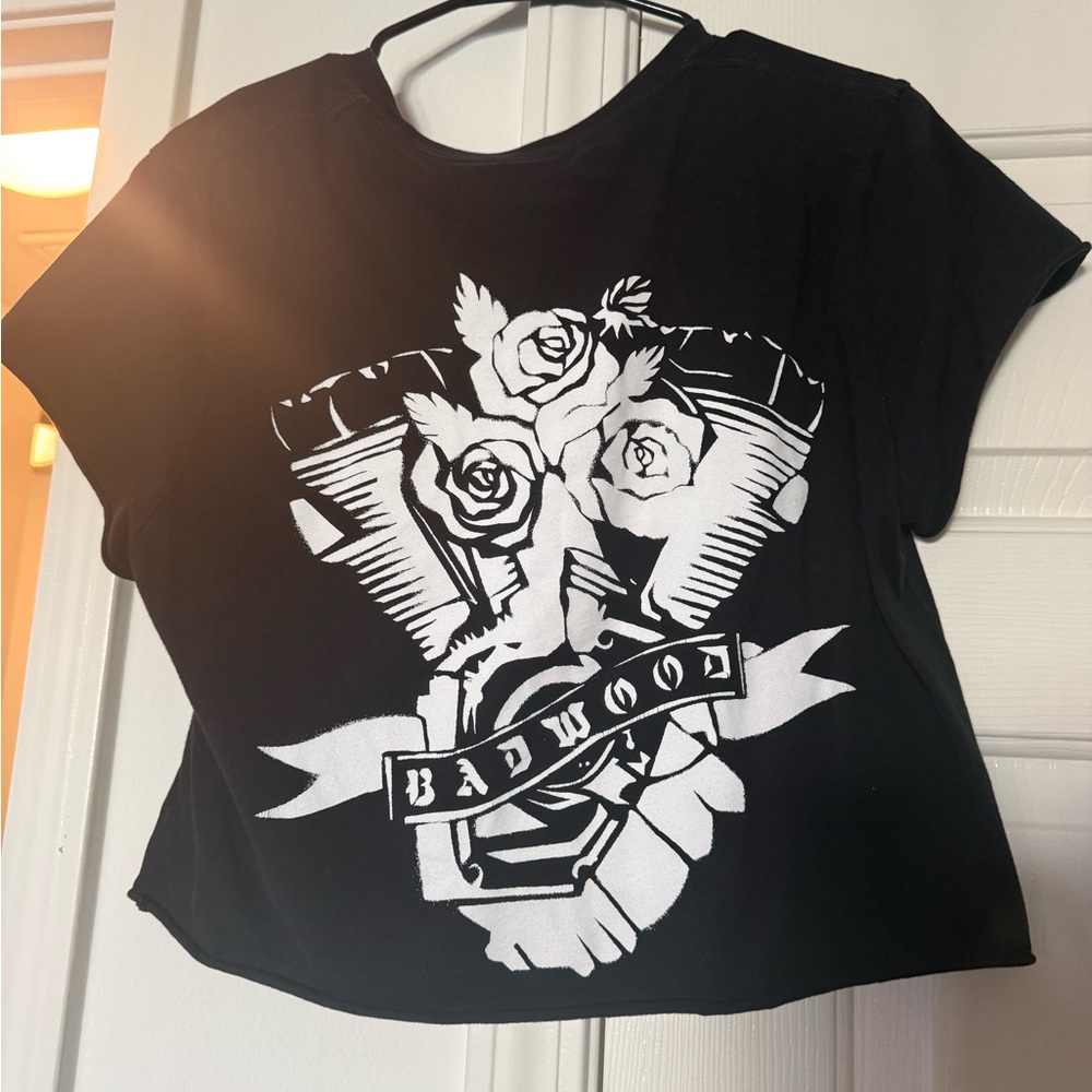 Black Tee with White Badwood Graphic
